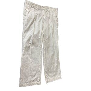 Gap Womens Pants Size 10 Petite White Straight Leg Cotton Flat Preppy Clasicore